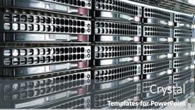  Presentation with data center - Presentation having data-center-with-hard-drives background and a gray colored foreground