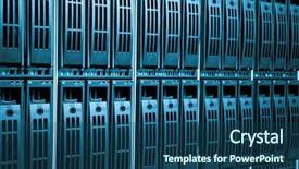  Presentation with data driven - Colorful PPT theme enhanced with data center with hard drives backdrop and a ocean colored foreground