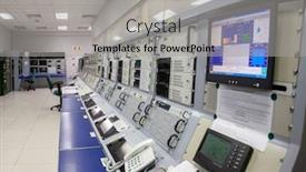  Presentation with server room - Presentation enhanced with data centre in a satellite room with all the convertors of signals frequencies and server room background and a light gray colored foreground