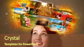  Presentation with photo - Presentation theme featuring data collection video - cute girl with colorful glowing background and a  colored foreground