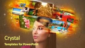  Presentation with memories - Colorful slides enhanced with data collection video - cute girl with colorful glowing backdrop and a  colored foreground