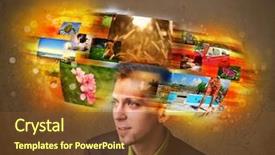  Presentation with memories - Slides featuring data collection video - handsome man with colorful glowing background and a  colored foreground