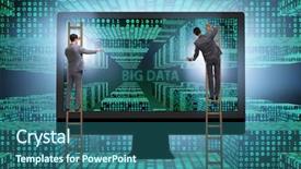  Presentation with data analyst - Audience pleasing PPT theme consisting of data concept with data mining backdrop and a ocean colored foreground