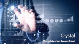  Presentation with connection - PPT layouts having data connection - close up of businessman touching background and a ocean colored foreground