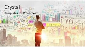  Presentation with strategy - Amazing PPT theme having data consumer - rear view of businesswoman looking backdrop and a light gray colored foreground