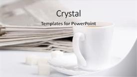  Presentation with newspapers - Presentation theme consisting of data cubes - cup of coffee sugar background and a light gray colored foreground