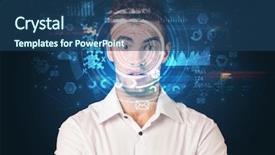  Presentation with facial recognition - Cool new presentation design with data entry - biometric identification and facial recognition backdrop and a ocean colored foreground