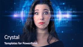  Presentation with high technology - PPT layouts featuring data entry - biometric verification - woman face background and a navy blue colored foreground