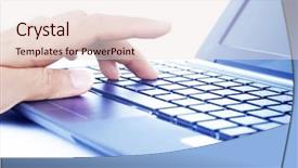  Presentation with data - PPT theme featuring data entry - closeup of a hand typing background and a lemonade colored foreground