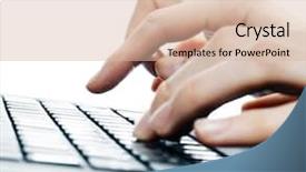  Presentation with keyboard - PPT theme enhanced with data entry - hands over computer keyboard background and a lemonade colored foreground