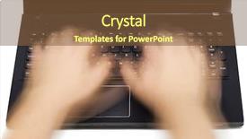  Presentation with motion - Slide set consisting of data entry - notebook and motion blur hands background and a tawny brown colored foreground