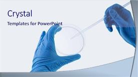  Presentation with data extraction - Presentation design featuring data extraction - close up image of scientist background and a sky blue colored foreground