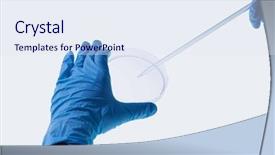  Presentation with holding hands - Audience pleasing theme consisting of data extraction - close up image of scientist backdrop and a sky blue colored foreground