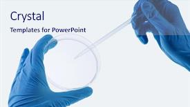  Presentation with data extraction - Presentation design featuring data extraction - close up image of scientist background and a sky blue colored foreground