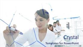  Presentation with scientist innovation - PPT theme featuring innovation lab - view through the transparent board background and a sky blue colored foreground