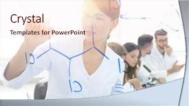  Presentation with chemistry - PPT theme with female scientist makes a report background and a  colored foreground