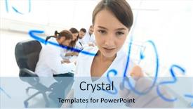  Presentation with female - PPT layouts consisting of female scientist makes a report background and a light blue colored foreground