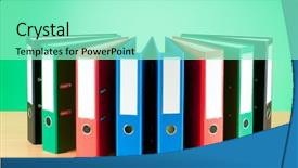  Presentation with office - Theme enhanced with data file folders - office folder against gradient background background and a seafoam green colored foreground