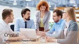  Presentation with business group meeting - Amazing slide deck having data gathering - group of business partners sharing backdrop and a soft green colored foreground