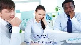  Presentation with office newspaper - Slides having hacker at work holding glasses in the hand background and a tawny brown colored foreground