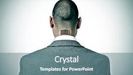  Presentation with barcode - Presentation theme consisting of data governance - rear view of a businessman background and a ocean colored foreground