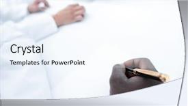  Presentation with medical journal - Slides with data in a laboratory journal background and a sky blue colored foreground