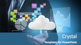  Presentation with financial - Beautiful presentation design featuring data information - businessman with financial symbols coming backdrop and a  colored foreground