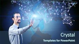  Presentation with social networks - Slide set featuring data information - man in social networks concept background and a ocean colored foreground