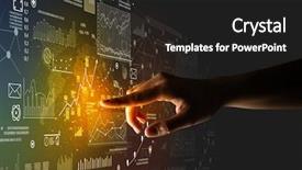  Presentation with light - PPT layouts enhanced with data input - female finger touching a beam background and a  colored foreground