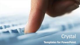  Presentation with hands of anonymous hackers typing - Cool new PPT theme with data input - girl hands typing on keyboard backdrop and a light blue colored foreground