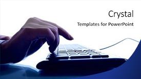  Presentation with input - Colorful slide set enhanced with data input - hand press a key backdrop and a white colored foreground