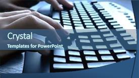  Presentation with input - Audience pleasing slide deck consisting of data input - keyboard closeup view backdrop and a ocean colored foreground