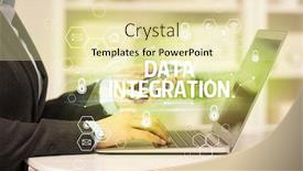  Presentation with data protection - PPT theme consisting of data-integration-inscription-on-laptop background and a blonde colored foreground
