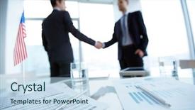  Presentation with workplace - PPT theme consisting of data integrity - image of business documents background and a sky blue colored foreground