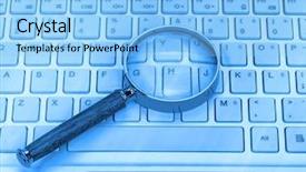  Presentation with detective magnifying glass - Cool new presentation design with data internet - laptop with a magnifying glass backdrop and a light blue colored foreground