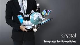  Presentation with technology - Amazing presentation having data internet - technology in the hands backdrop and a dark gray colored foreground