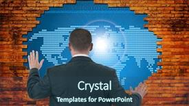  Presentation with world - Beautiful PPT layouts featuring data leakage - hole in old wall backdrop and a ocean colored foreground