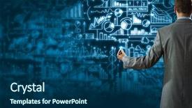  Presentation with data management - Amazing slide deck having data management - back view of confident businessman backdrop and a ocean colored foreground