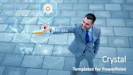  Presentation with data management - Cool new presentation theme with data management - business development technology and people backdrop and a teal colored foreground