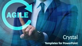  Presentation with software development binary stream - Amazing slide deck having data management - concept of agile software development backdrop and a ocean colored foreground