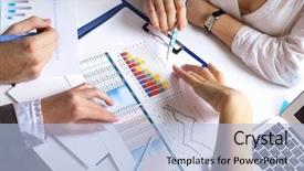  Presentation with financial management - Slides having data management - financial paper charts and graphs background and a light blue colored foreground