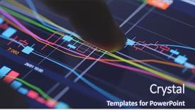  Presentation with market data - Presentation theme with data management - finger touch on the stock background and a navy blue colored foreground