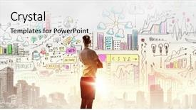  Presentation with data management - PPT theme consisting of data management - rear view of businesswoman looking background and a white colored foreground