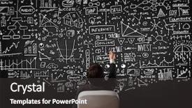  Presentation with front office - Beautiful theme featuring data management - young businessman sitting in office backdrop and a dark gray colored foreground