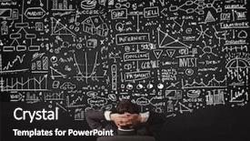  Presentation with data management - Slide set with data management - young businessman sitting in office background and a dark gray colored foreground