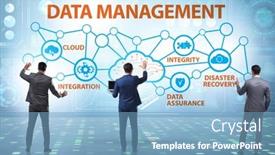  Presentation with data management - Slide deck enhanced with data-management-concept-with-business background and a light blue colored foreground