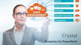  Presentation with data management - Presentation design enhanced with data-management-concept-with-business background and a light blue colored foreground