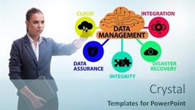  Presentation with data management - Slide deck having data-management-concept-with-business background and a light blue colored foreground