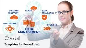  Presentation with data management - PPT theme featuring data-management-concept-with-business background and a light gray colored foreground