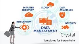  Presentation with data management - Slide set consisting of data-management-concept-with-business background and a sky blue colored foreground